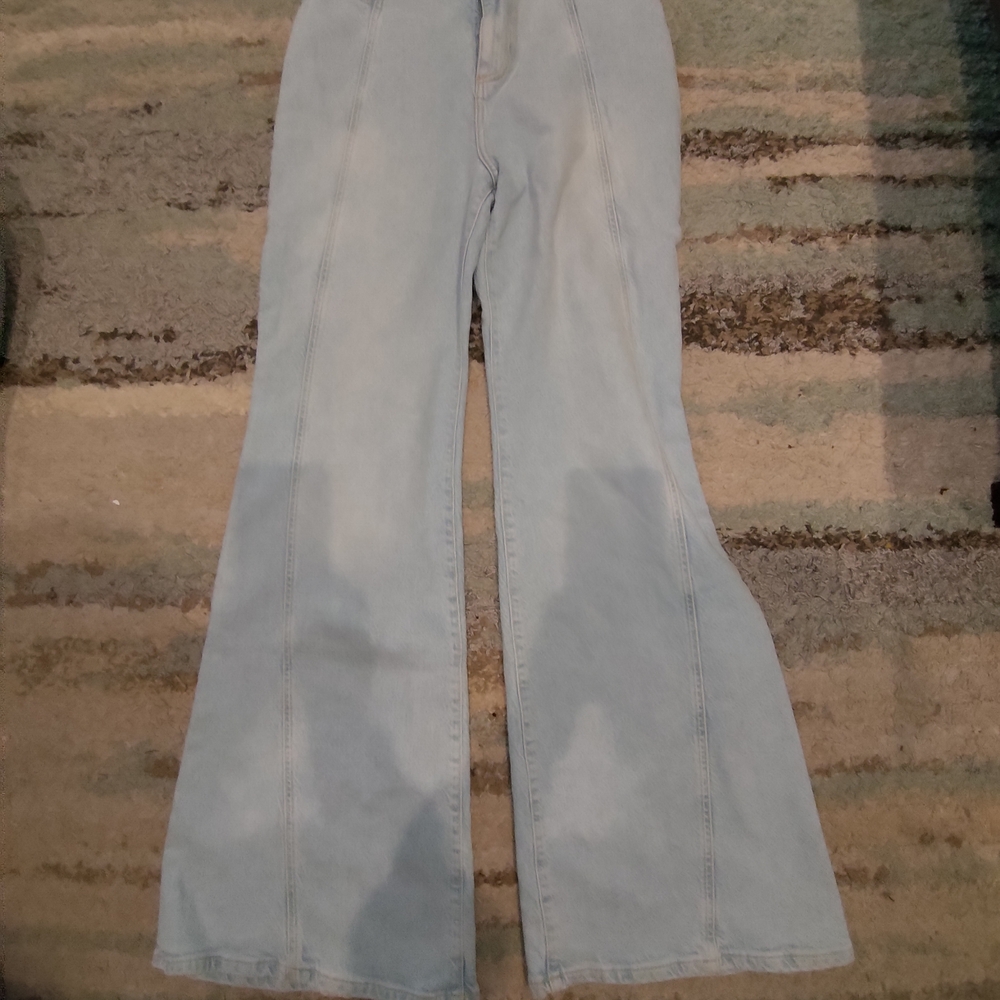 Free People Light Blue Flare Wide-Leg Jeans